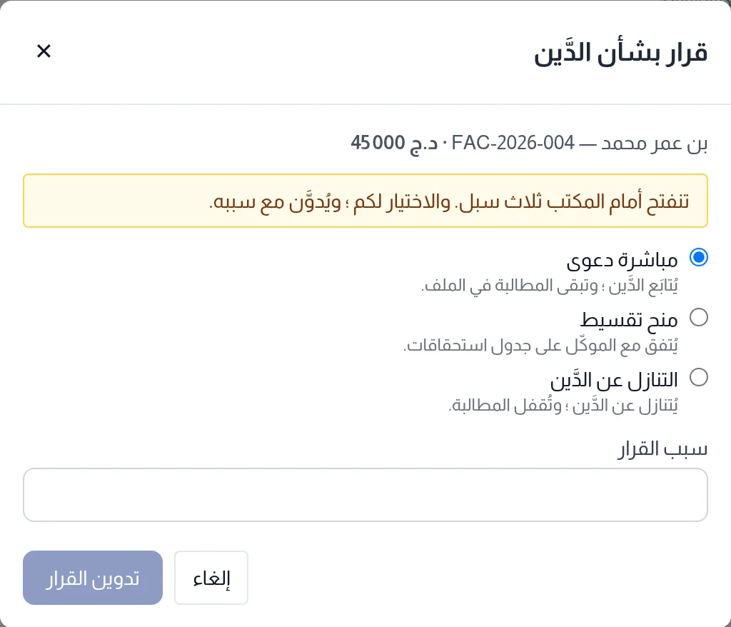 نافذة قرار بشأن الدين: ثلاثة خيارات والسبب